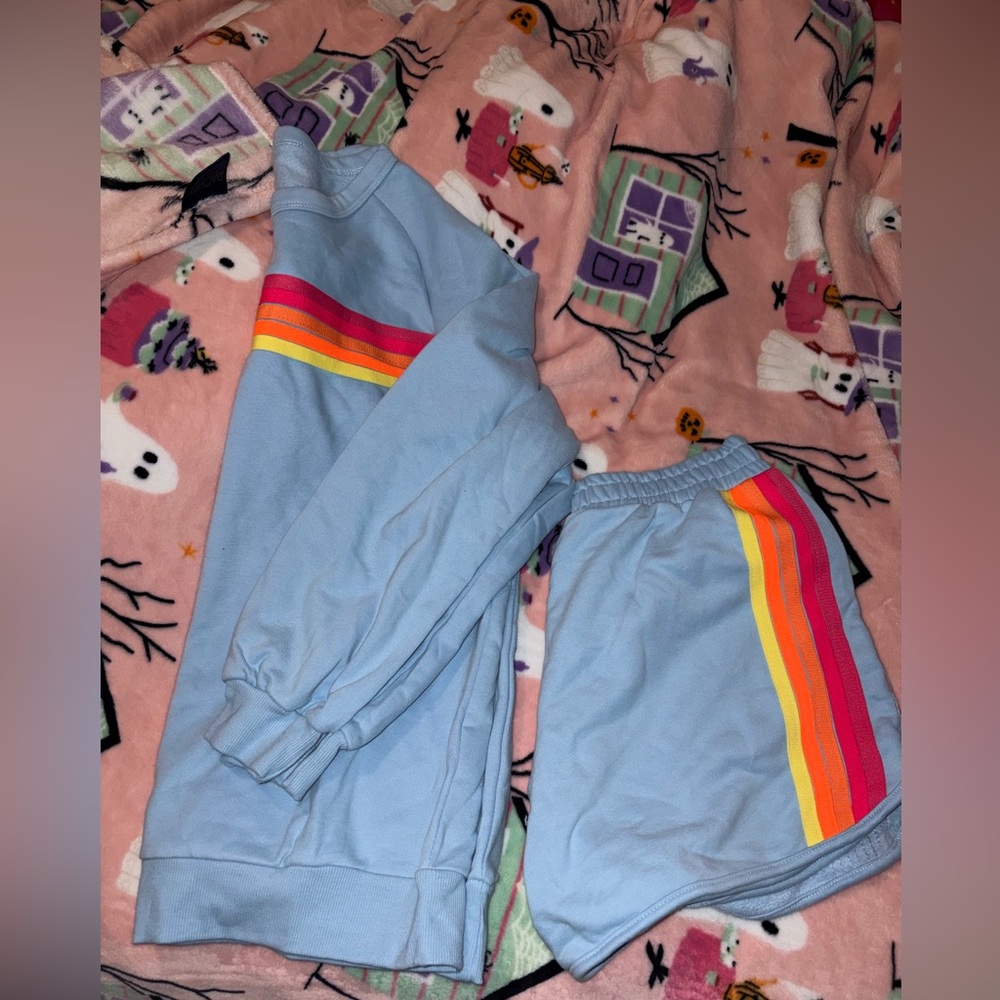 Woman’s rainbow set Shorts with Rainbow Stripes